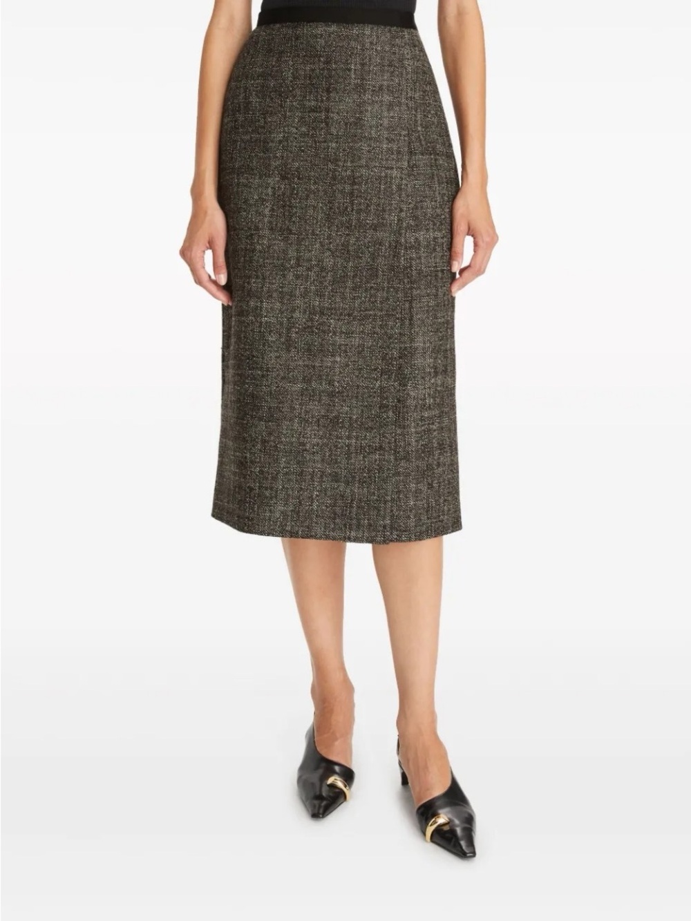NWT $698 Tory Burch Wrapped Tweed Wool Midi Skirt Size 2,4